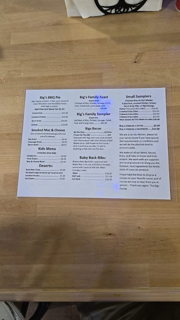 Menu_Big's BBQ & Brew Pub_Mt Vernon, IA_image_old_2