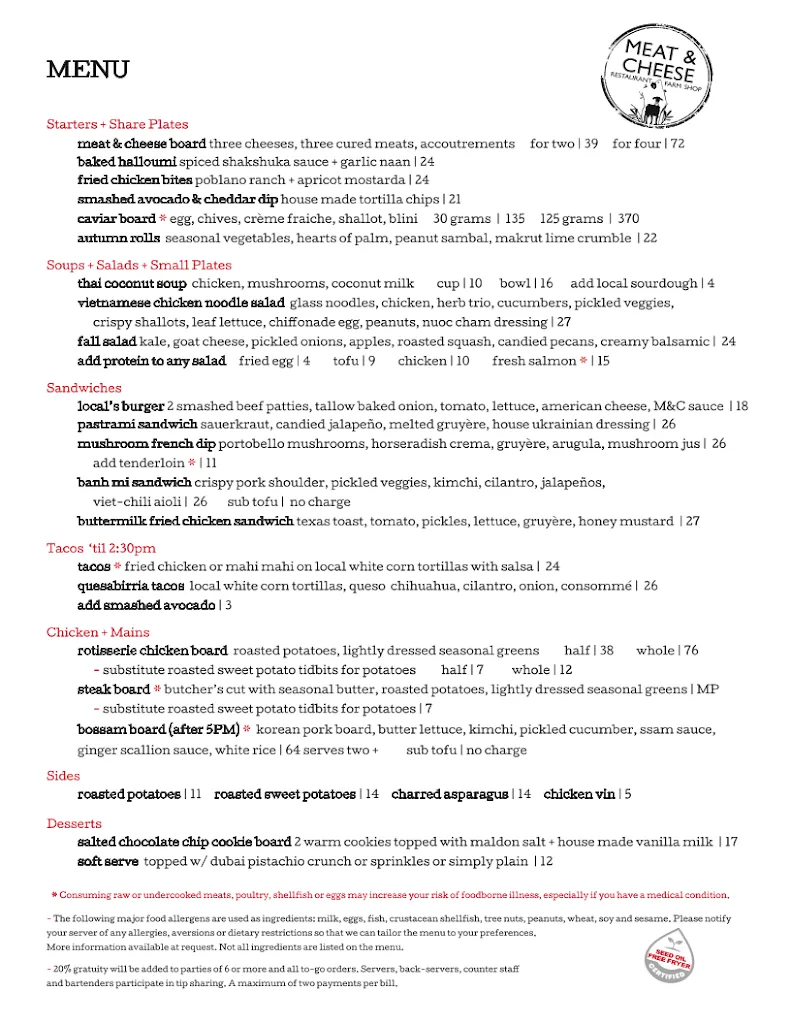 Menu_Meat & Cheese Restaurant and Farm Shop_Aspen, CO_image_old_1