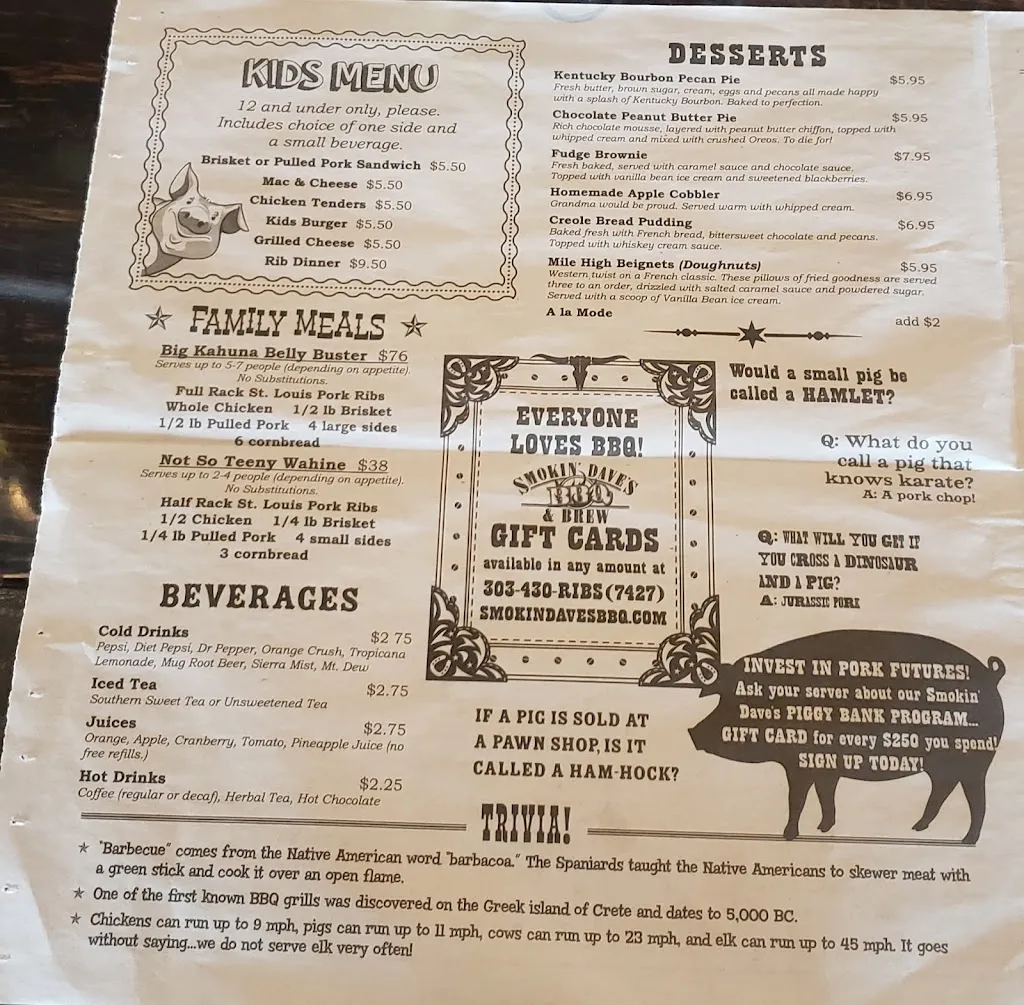 Menu_Smokin' Dave's BBQ - DENVER_Denver, CO_image_old_3