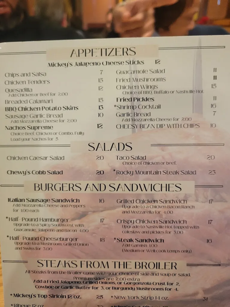 Menu_Mickey's Top Sirloin_Denver, CO_image_old_1