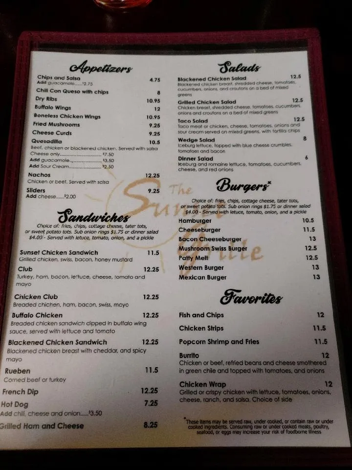 Menu_Sunset Grille_Centennial, CO_image_old_2