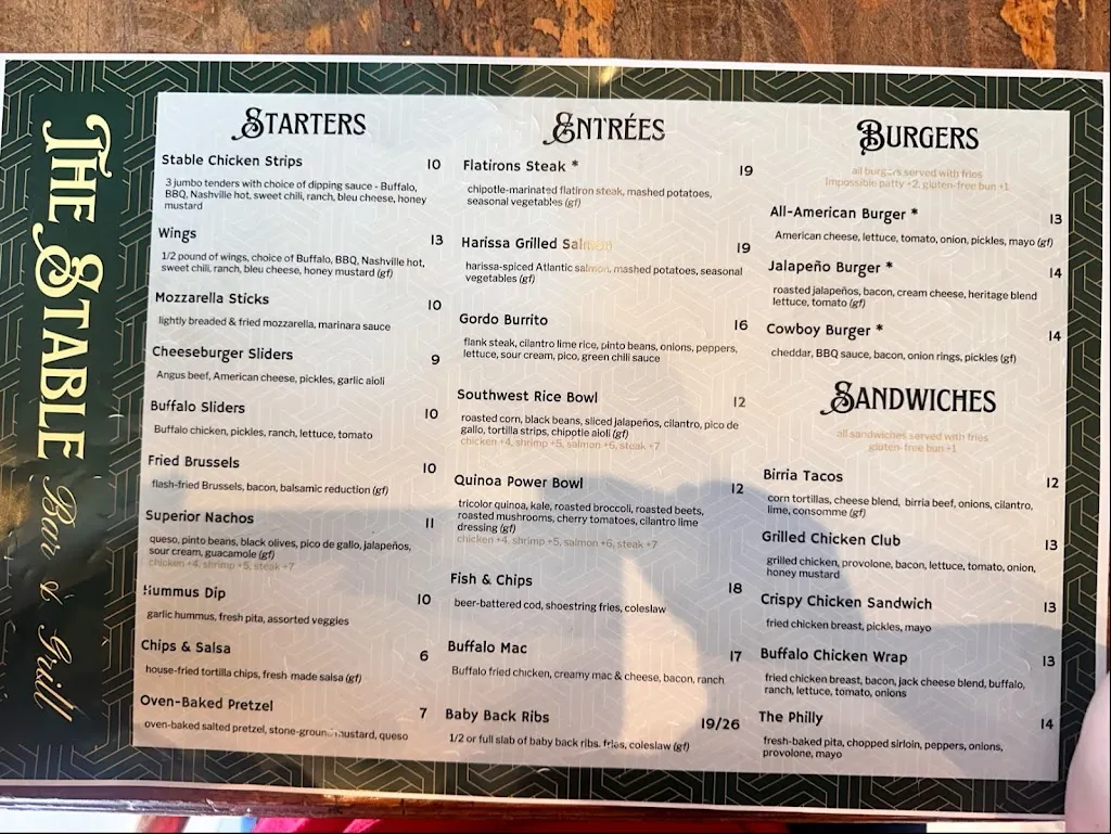 Menu_The Stable Bar & Grill_Superior, CO_image_old_1