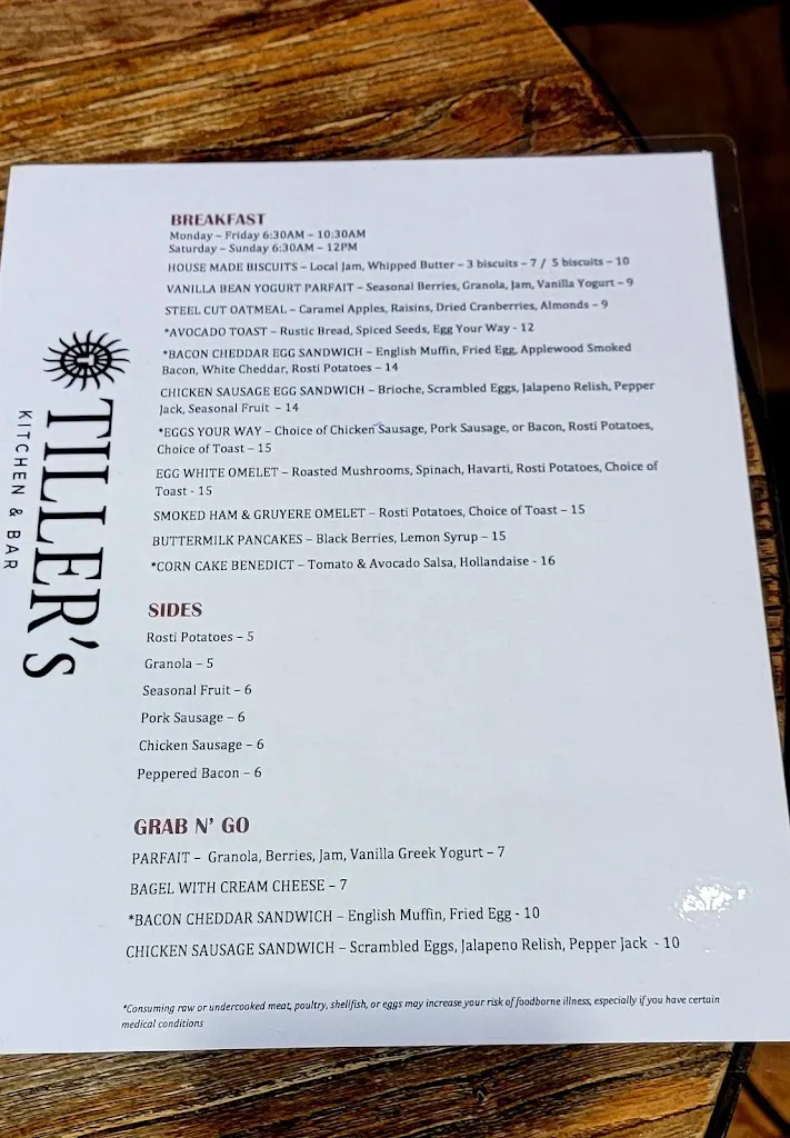 Menu_Tiller's Kitchen and Bar_Westminster, CO_image_old_1