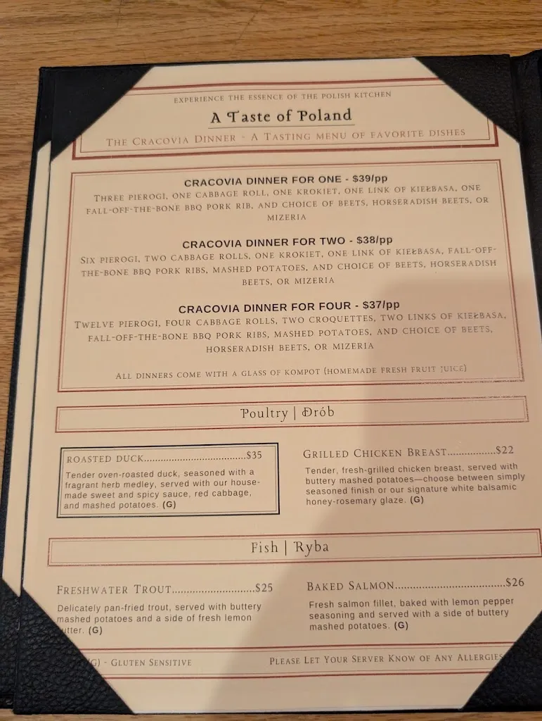 Menu_Cracovia Polish-American Restaurant & Bar_Westminster, CO_image_old_1