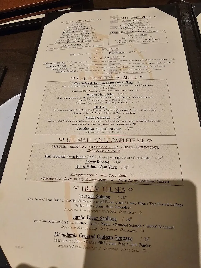 Menu_Hideaway Steakhouse_Westminster, CO_image_old_2