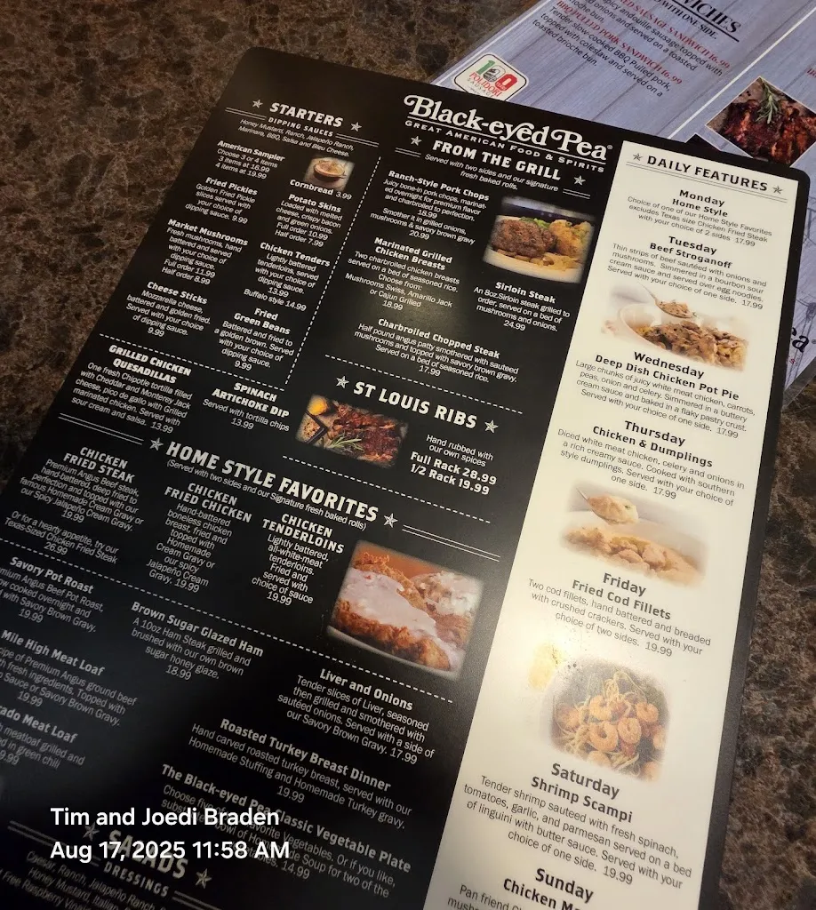 Menu_Black Eyed Pea_Westminster, CO_image_old_2