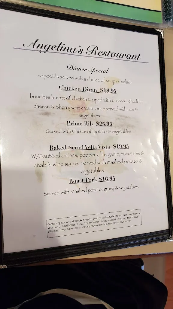 Menu_Angelina's Restaurant_Enfield, CT_image_old_1