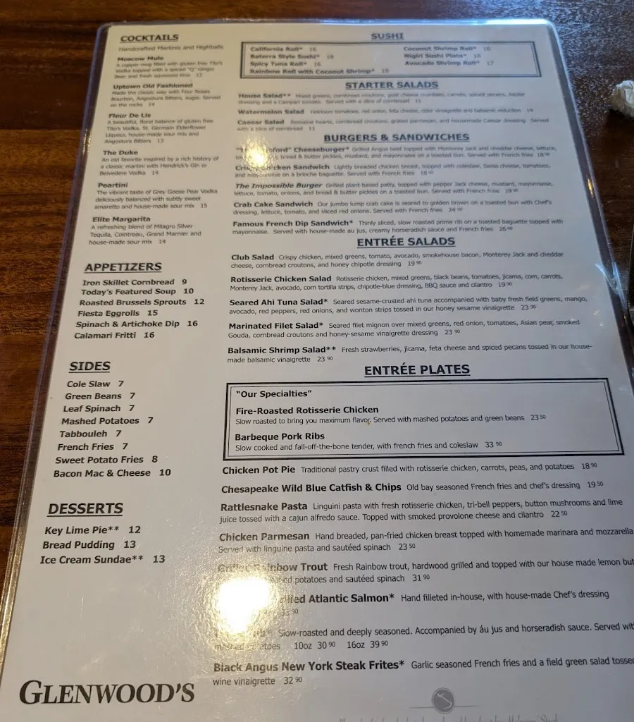 Menu_Glenwood's (Stanford Grill - Rockville)_Rockville, MD_image_old_2