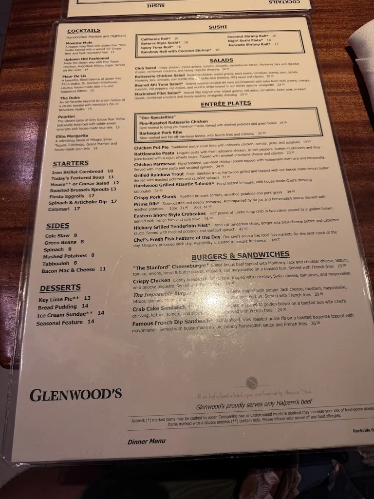 Menu_Glenwood's (Stanford Grill - Rockville)_Rockville, MD_image_old_3