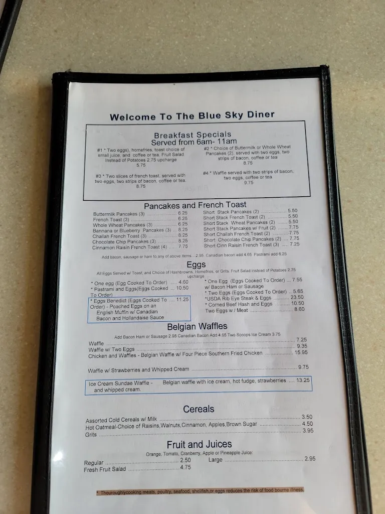 Menu_Blue Sky Diner_Stratford, CT_image_old_1