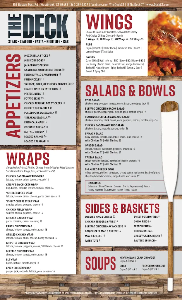Menu_The Deck_Westbrook, CT_image_old_2