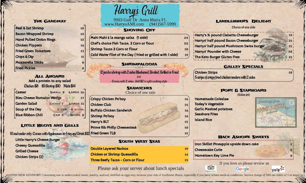 Menu_Harry's Grill_Anna Maria, FL_image_old_1