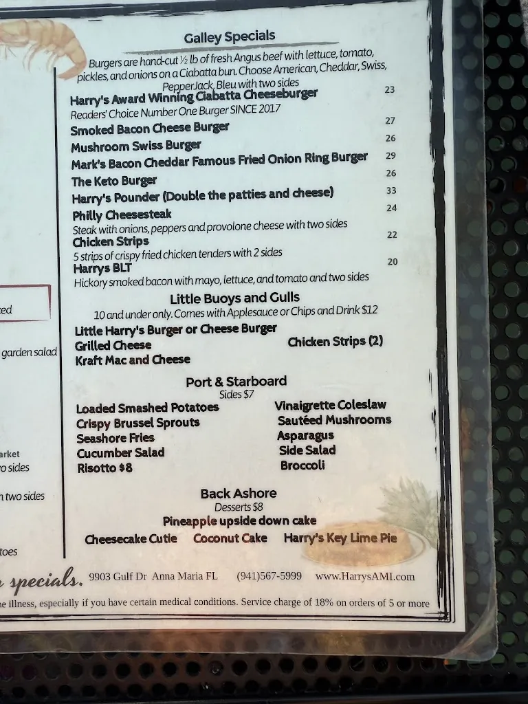 Menu_Harry's Grill_Anna Maria, FL_image_old_3