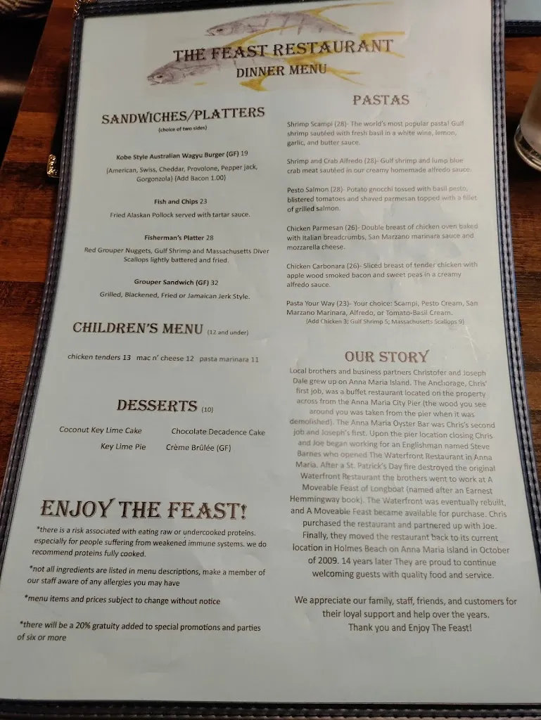 Menu_The Feast Restaurant_Holmes Beach, FL_image_old_3