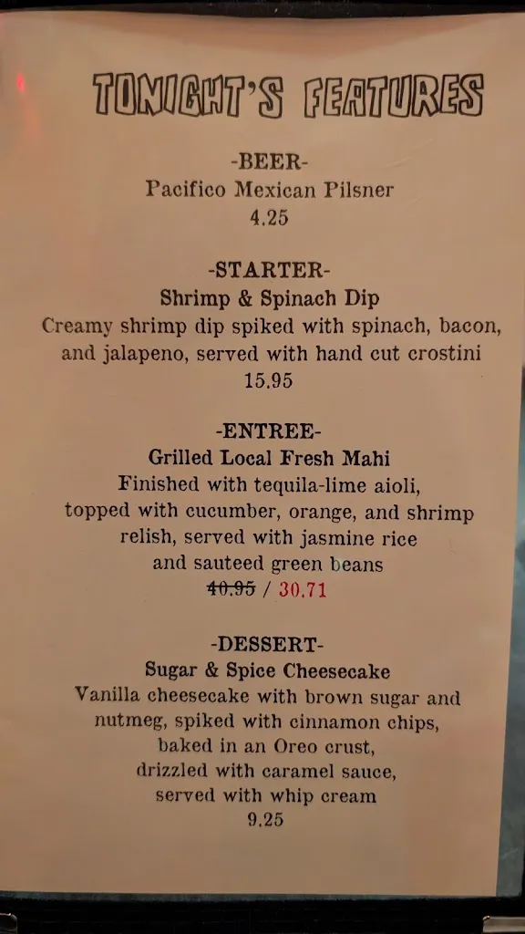 Menu_Amos Mosquito's Restaurant_Atlantic Beach, NC_image_old_1