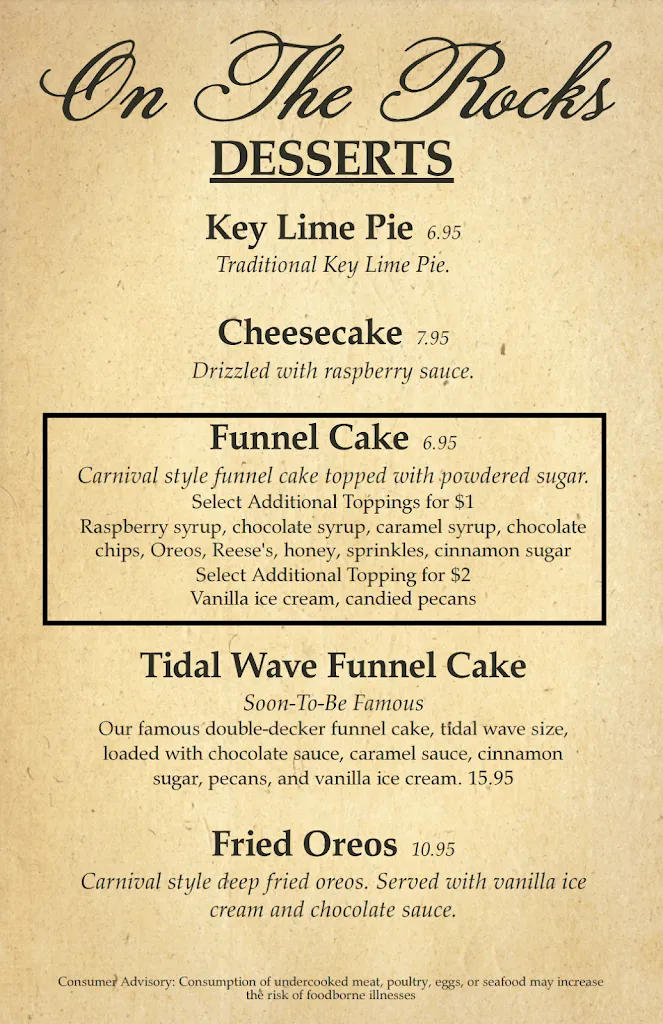 Menu_On The Rocks_Atlantic Beach, NC_image_old_3