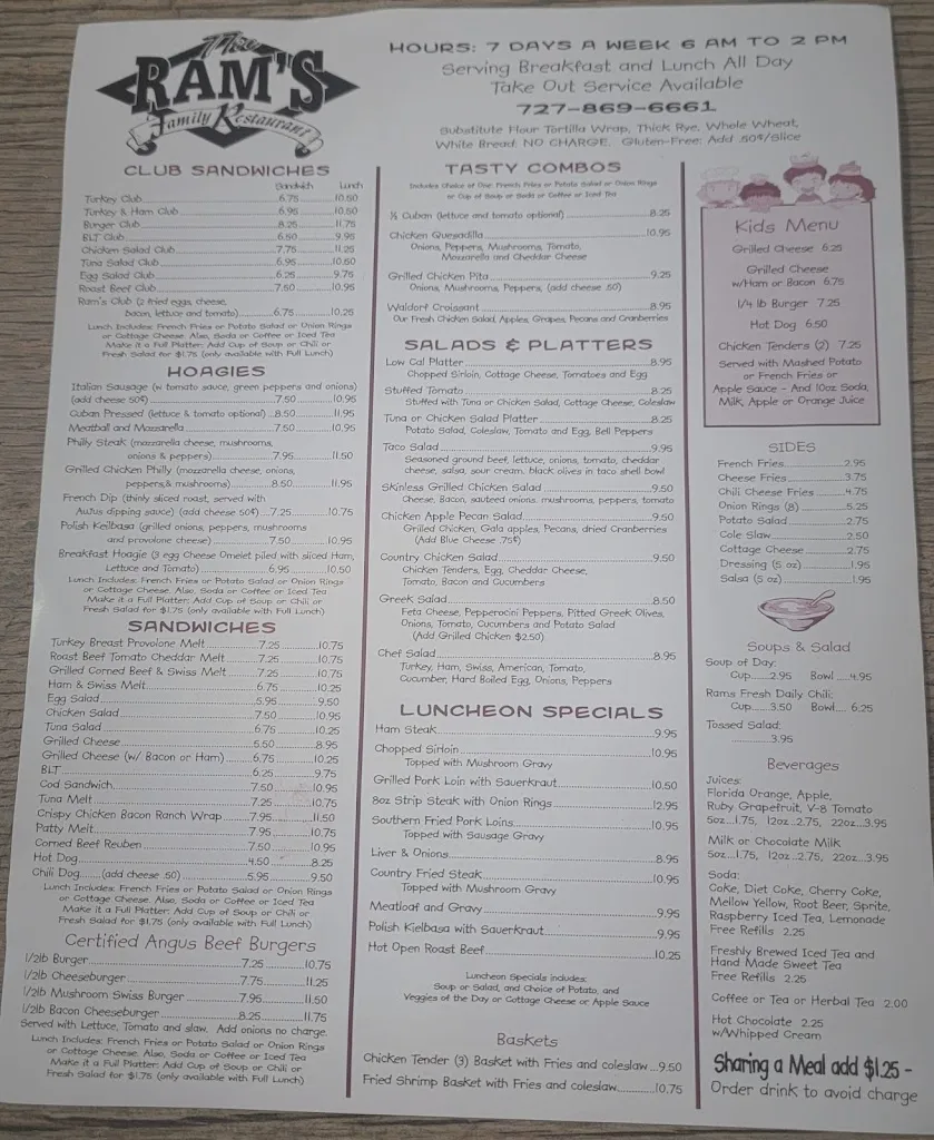 Menu_Ram's Family Restaurant_Hudson, FL_image_old_2