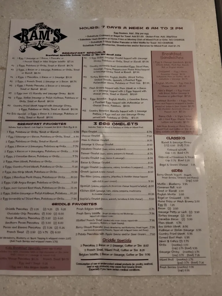 Menu_Ram's Family Restaurant_Hudson, FL_image_old_3