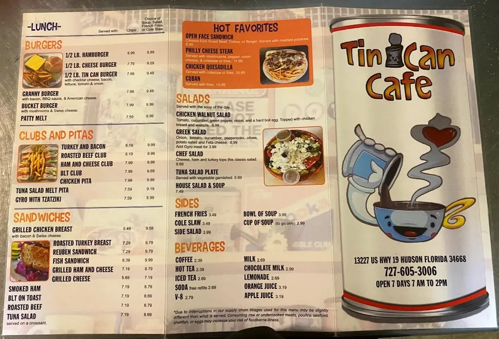 Menu_Tin Can Cafe of Hudson_Hudson, FL_image_old_1