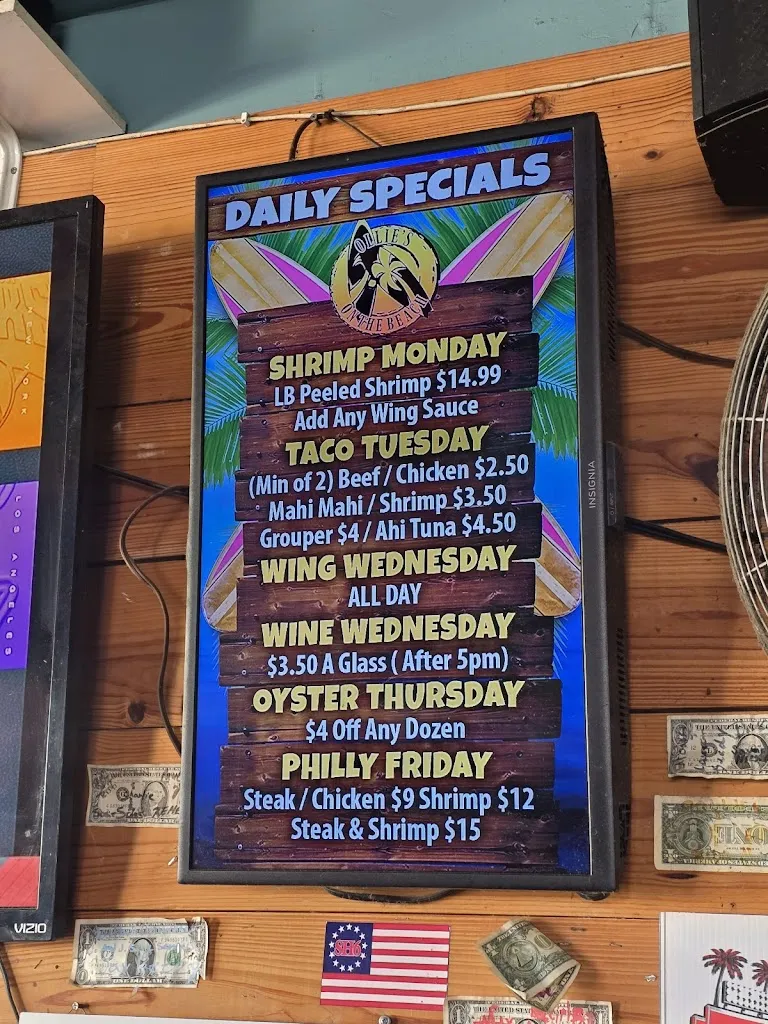 Menu_Ollie's on the Beach_Hudson, FL_image_old_1