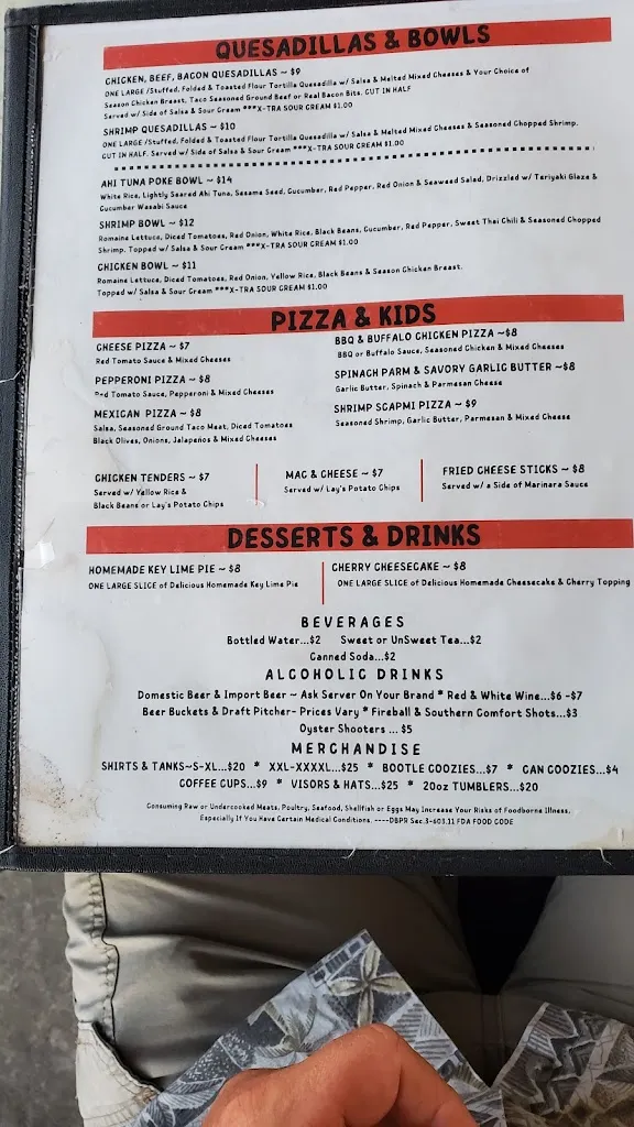 Menu_Ollie's on the Beach_Hudson, FL_image_old_3