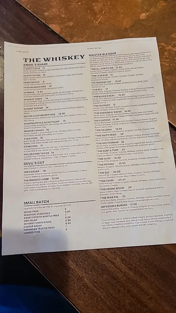 Menu_The Whiskey_Orlando, FL_image_old_1
