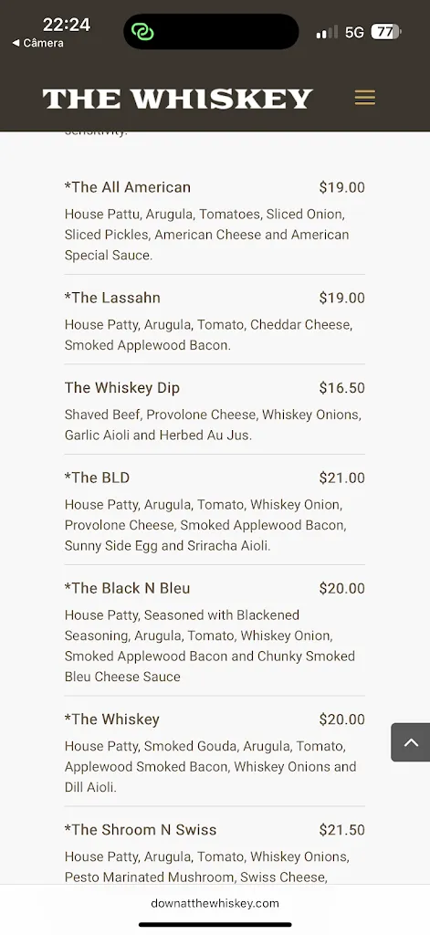 Menu_The Whiskey_Orlando, FL_image_old_2