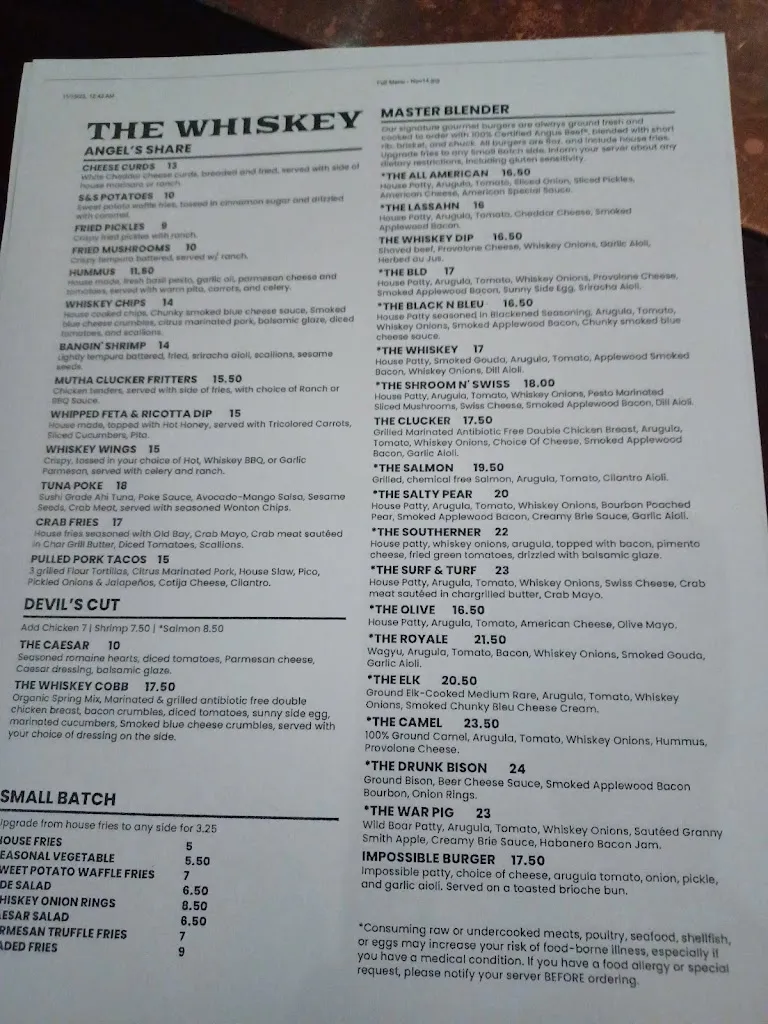 Menu_The Whiskey_Orlando, FL_image_old_3