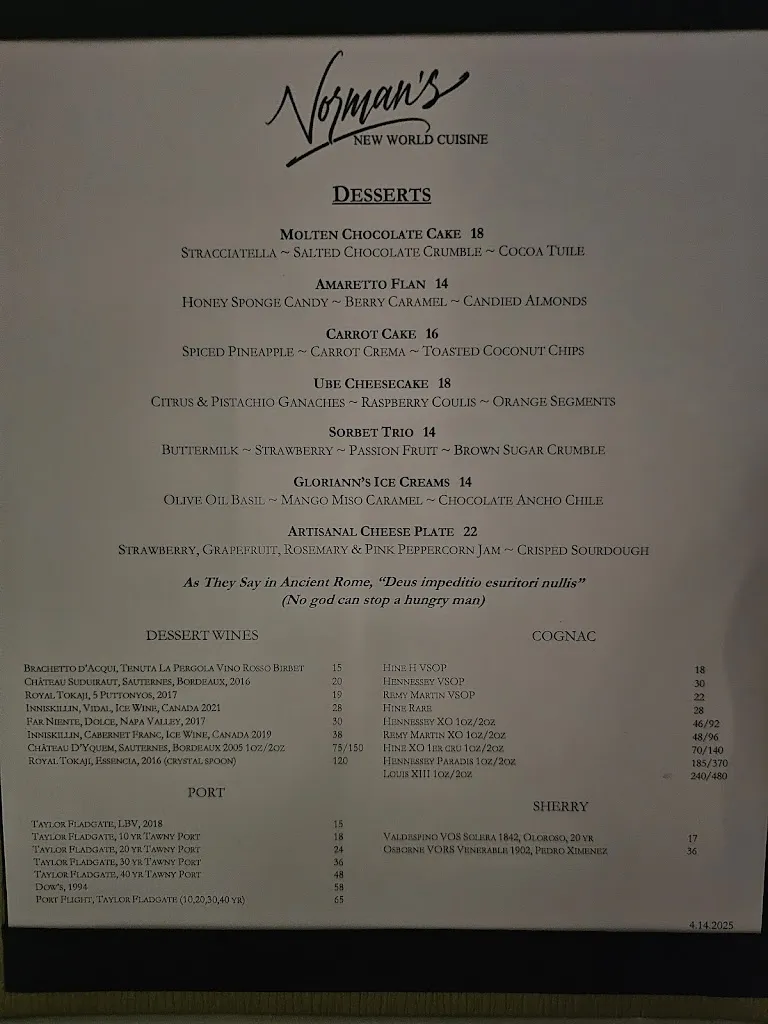 Menu_Norman's Orlando_Orlando, FL_image_old_2