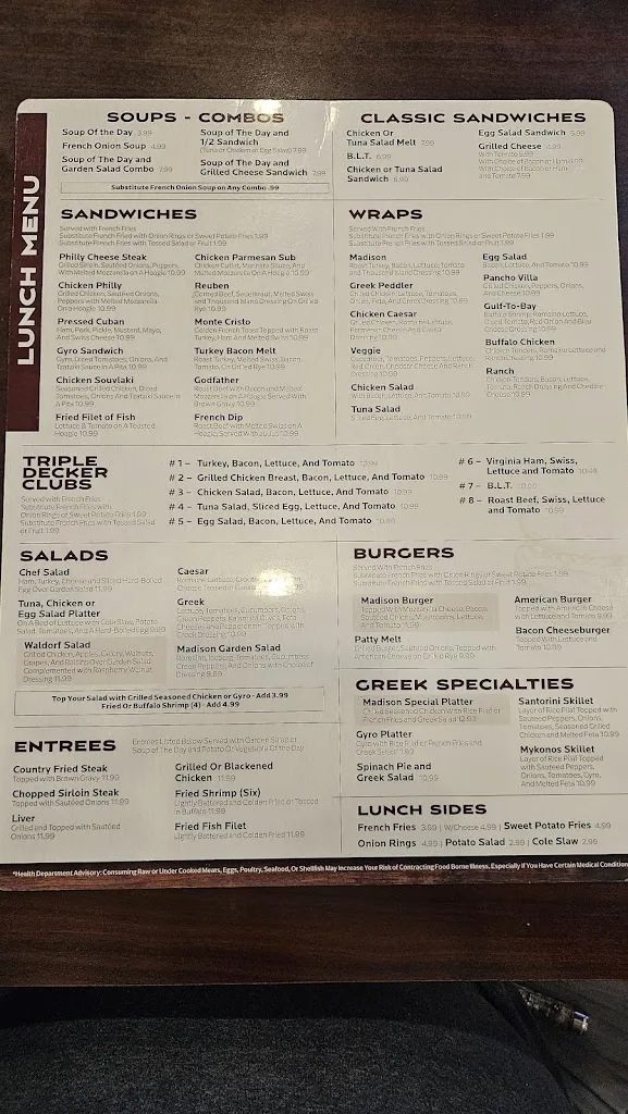 Menu_Madison Restaurant_New Port Richey, FL_image_old_1