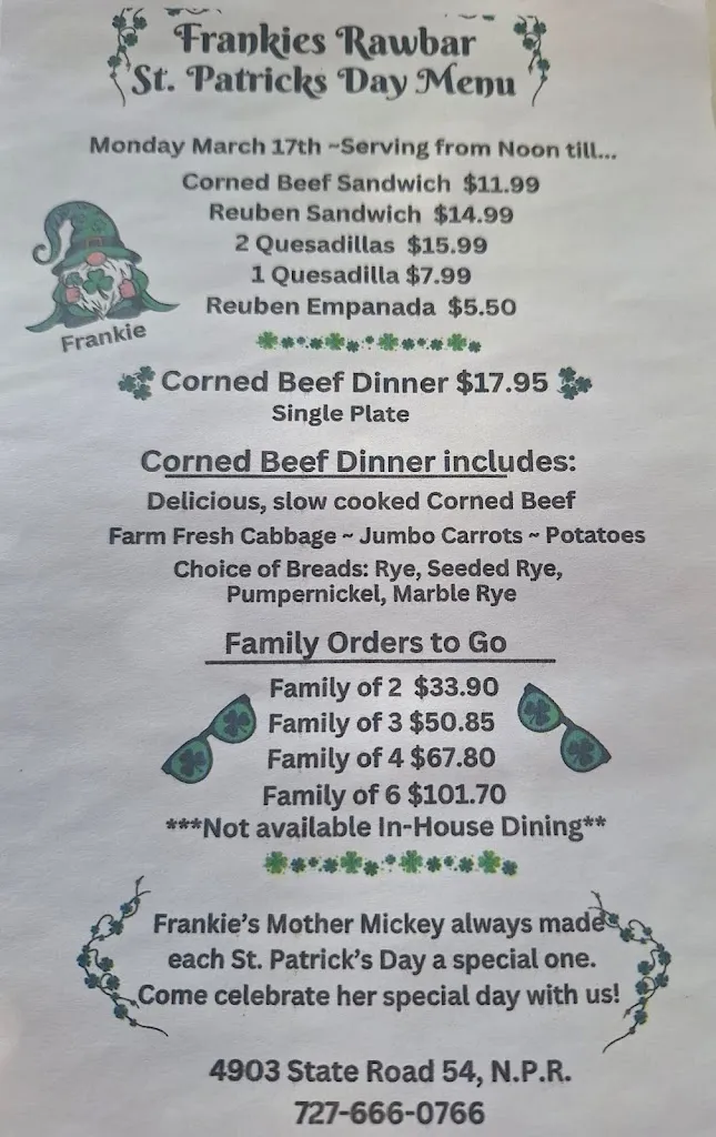 Menu_Frankies Raw Bar_New Port Richey, FL_image_old_1