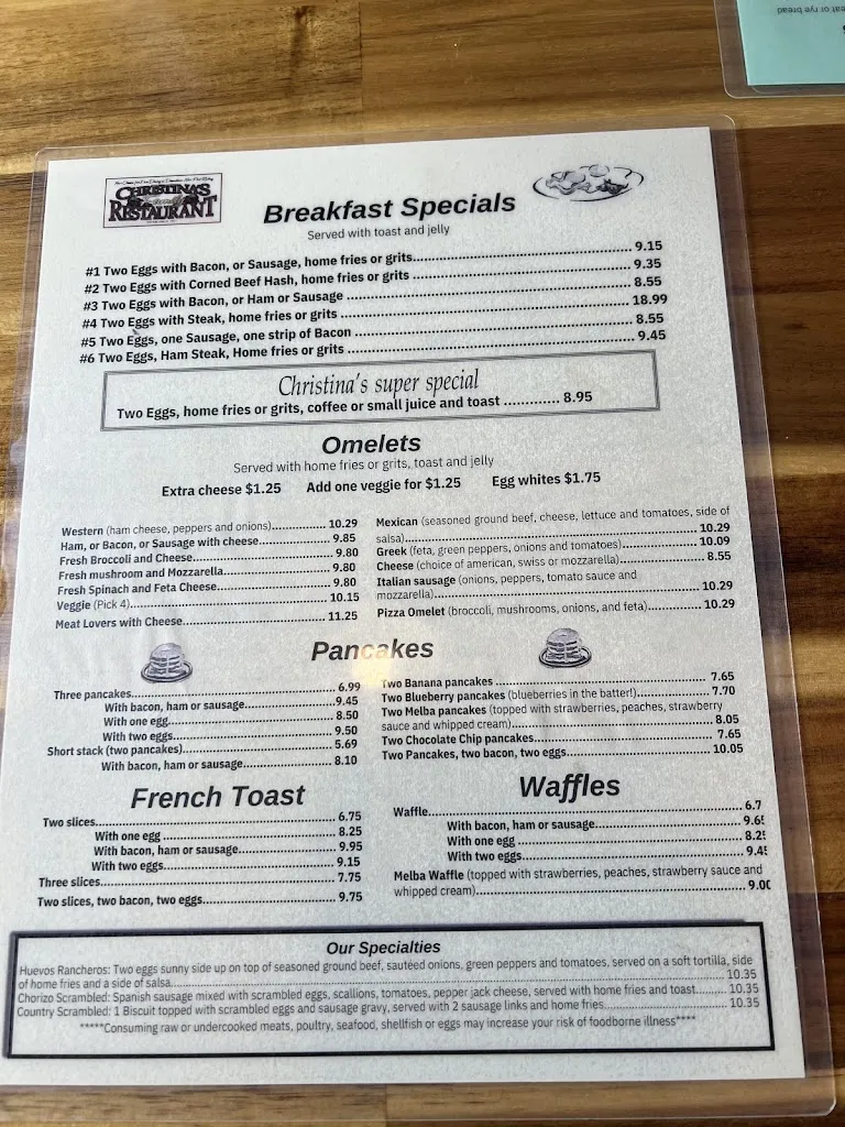 Menu_Christina's Restaurant_New Port Richey, FL_image_old_2