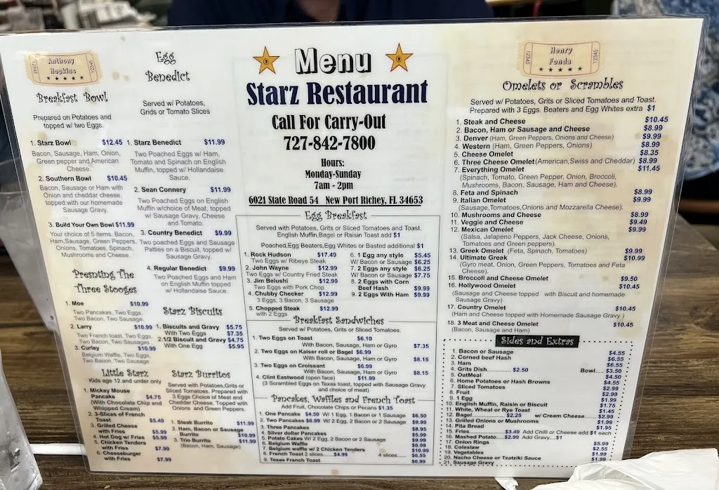 Menu_Starz Restaurant_New Port Richey, FL_image_old_2