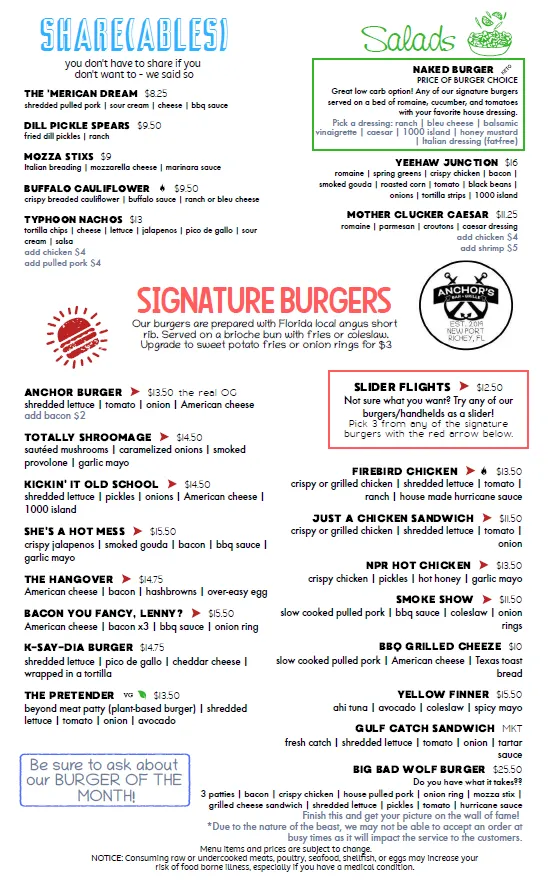 Menu_Anchor's Bar and Grille_New Port Richey, FL_image_old_1