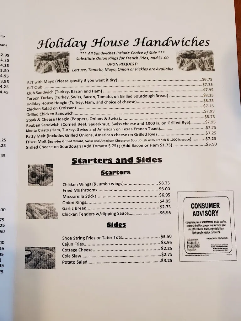 Menu_The Holiday House Restaurant_Holiday, FL_image_old_3