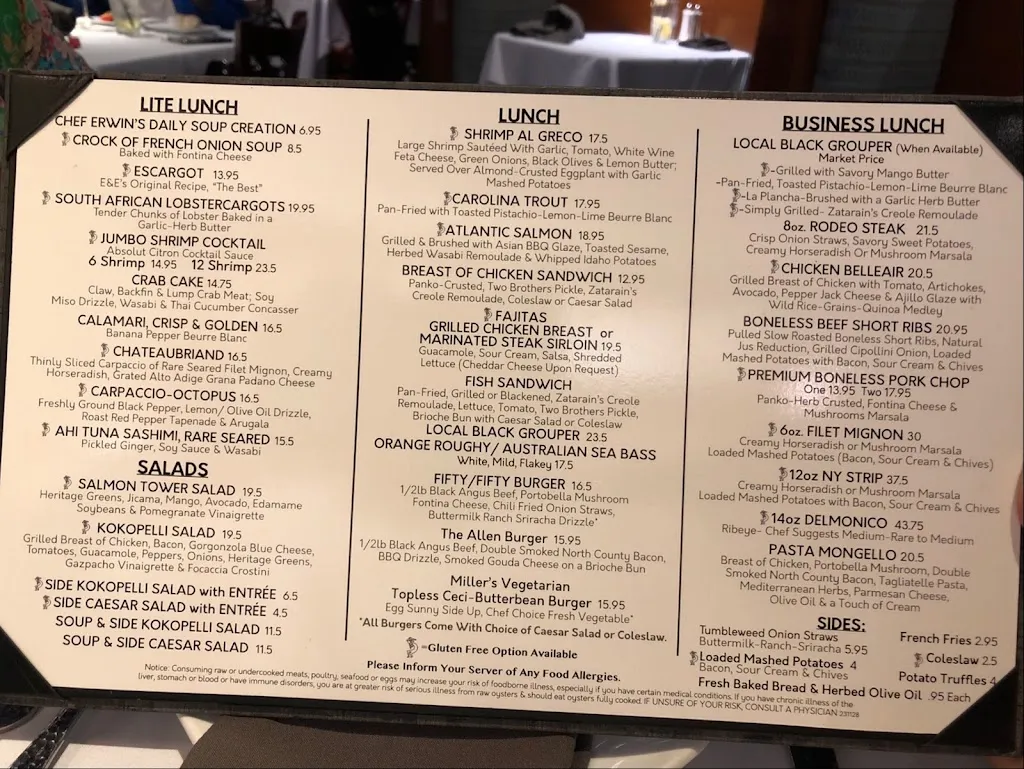 Menu_E&E Stakeout Grill_Belleair Bluffs, FL_image_old_1