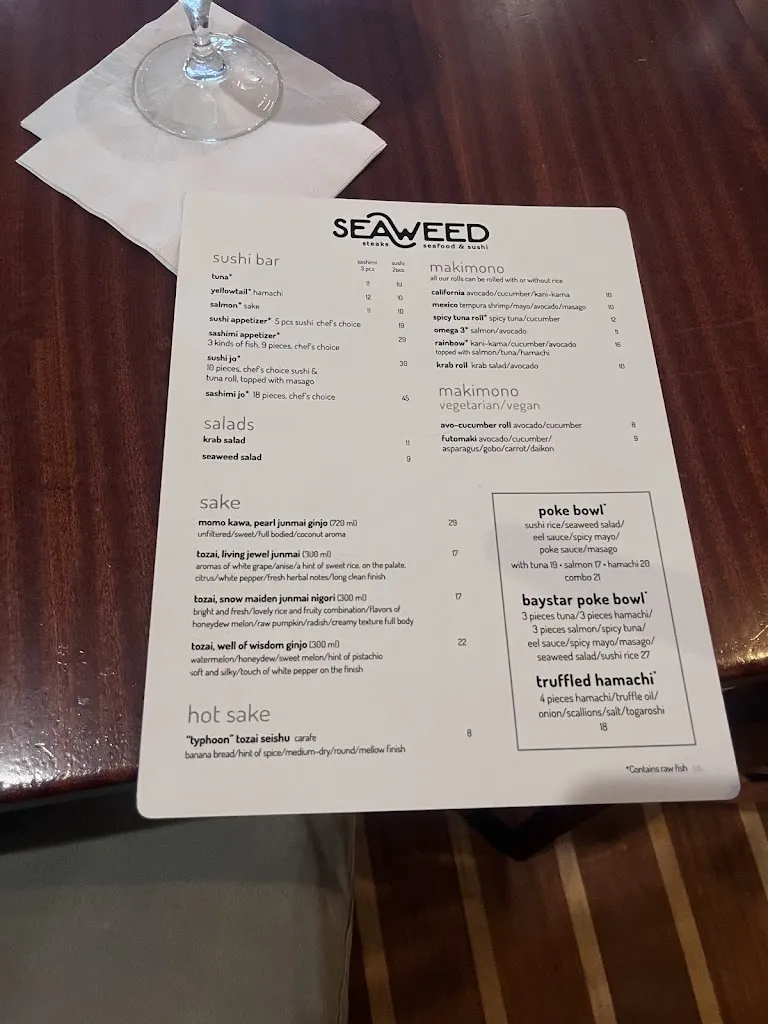 Menu_Seaweed Steaks, Seafood & Sushi_Belleair Bluffs, FL_image_old_3