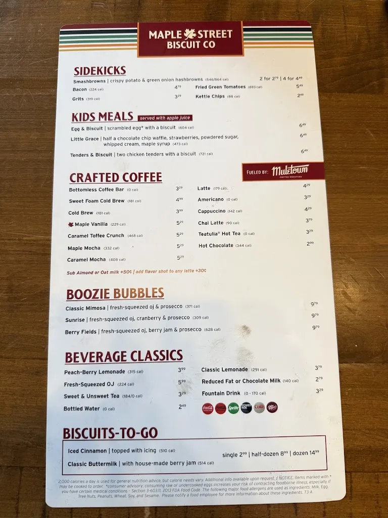 Menu_Maple Street Biscuit Company_Brandon, FL_image_old_2
