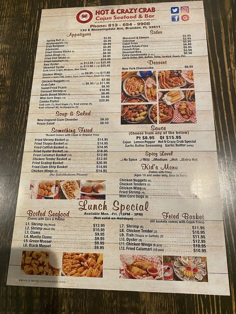 Menu_Hot N Crazy Crab_Brandon, FL_image_old_1