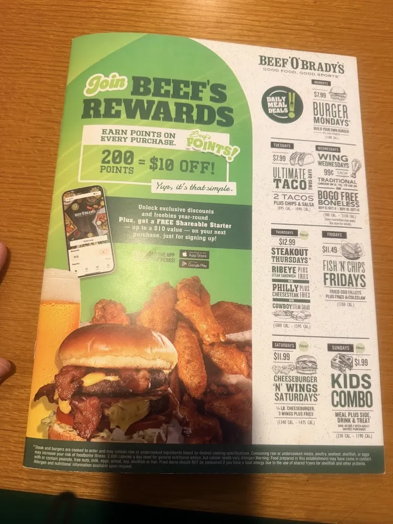 Menu_Beef 'O' Brady's_Crystal River, FL_image_old_2