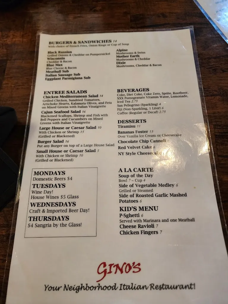 Menu_GINO's Restaurant & Bar_Greater Carrollwood, FL_image_old_3