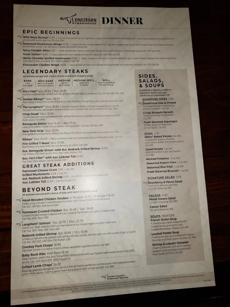 Menu_LongHorn Steakhouse_Tampa, FL_image_old_2