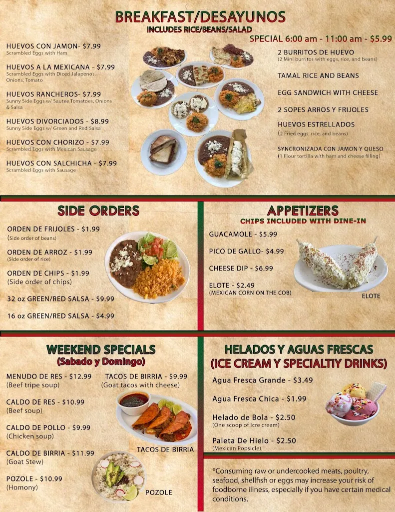 Menu_Las Cazuelas -Tienda Mexicana & Restaurant_Orlando, FL_image_old_2