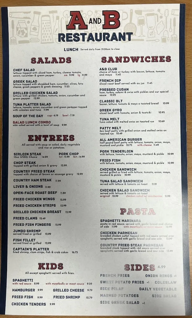 Menu_A & B Restaurant_Lakeland, FL_image_old_2
