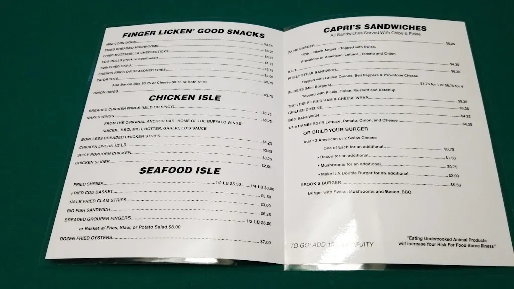 Menu_Isle of Capri_Lakeland, FL_image_old_2