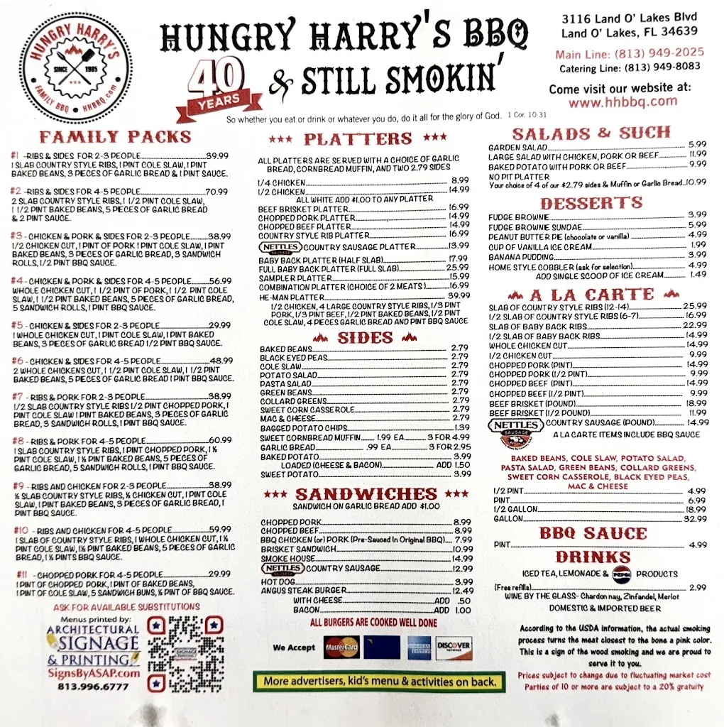 Menu_Hungry Harry's Famous Bar-B-Que_Land O' Lakes, FL_image_old_2