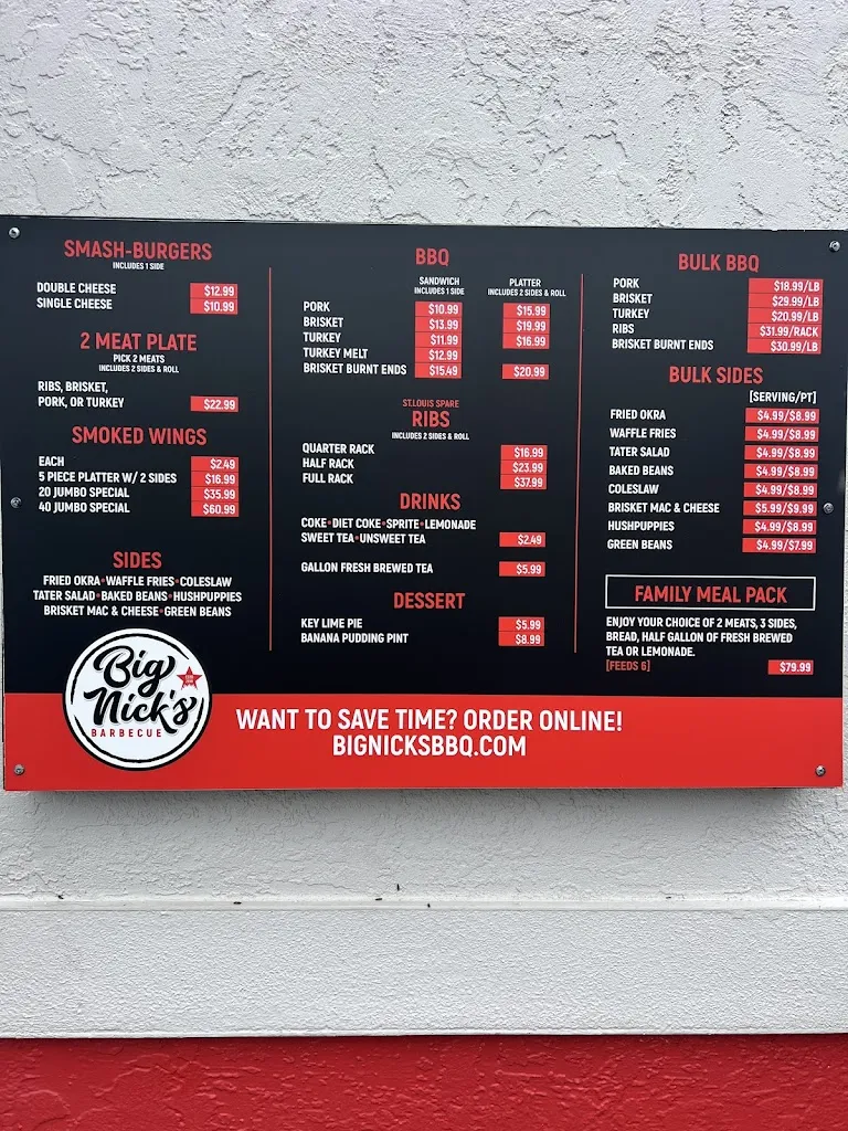Menu_Big Nick's BBQ - Fort Myers, FL_Fort Myers, FL_image_old_1