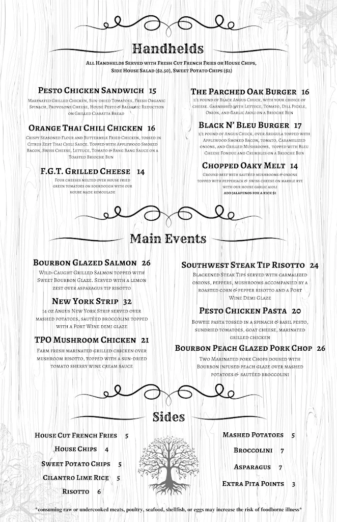 Menu_The Parched Oak_DeLand, FL_image_old_1