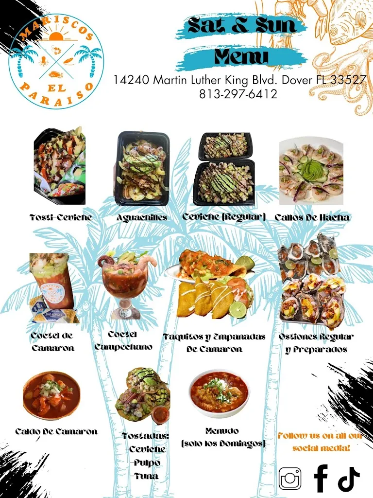 Menu_Mariscos El Paraiso_Dover, FL_image_old_2