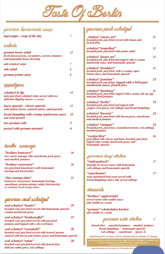 Menu_Taste of Berlin German Cuisine_Brandon, FL_image_old_1